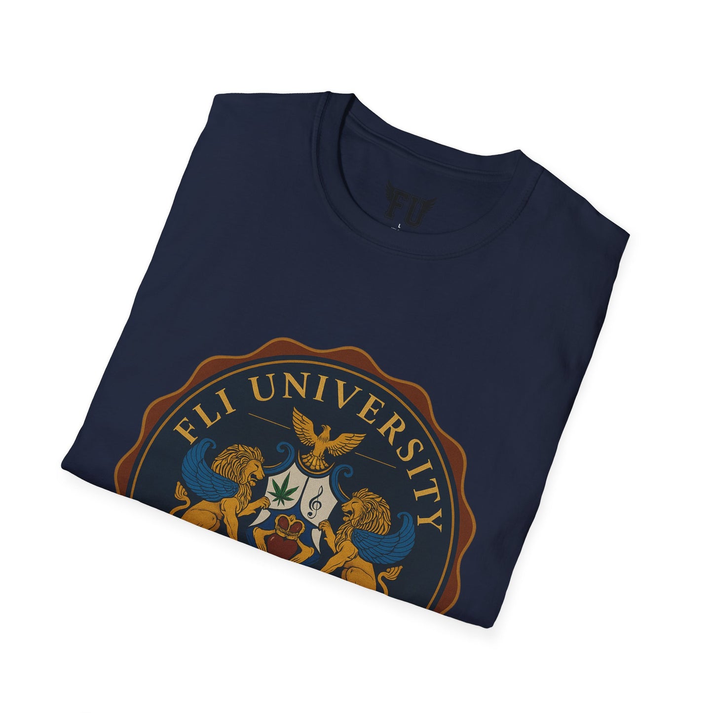 Unisex Softstyle T-Shirt with FLI University Crest, College Tee