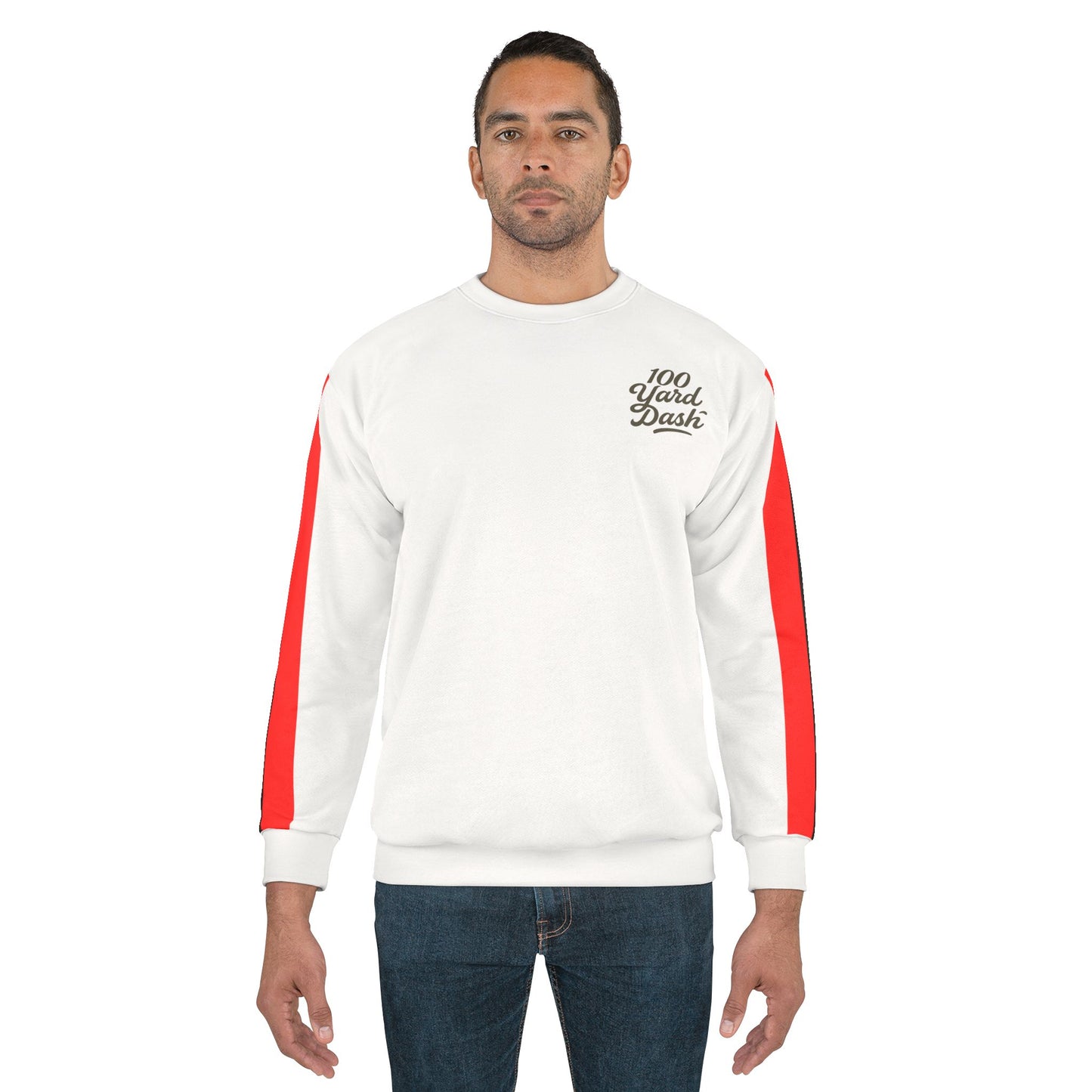 White Heat – Striped Sleeve Unisex Sweatshirt