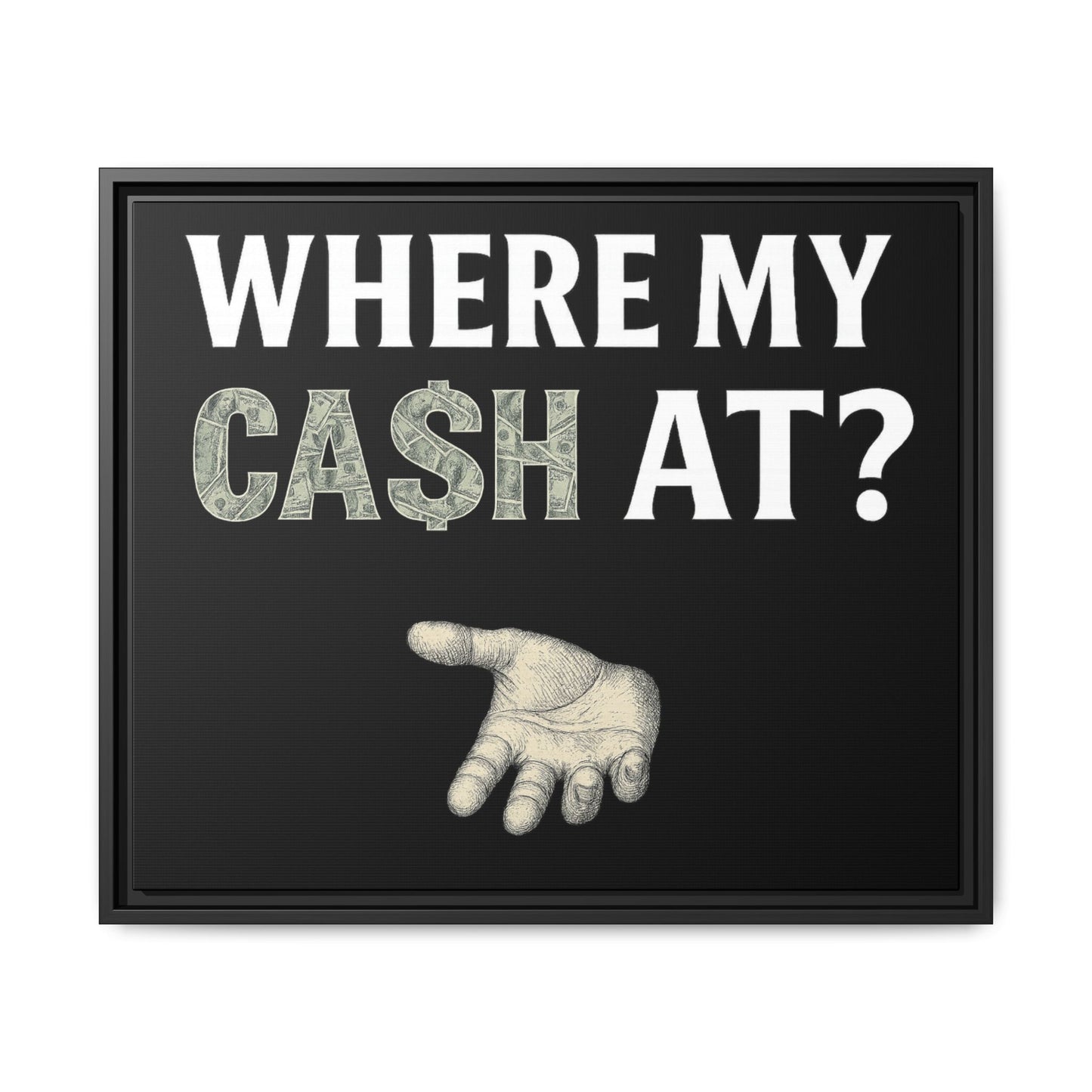 Framed Wall Art - Where My Cash At?, Money Decor, Funny Home Accent, Gift for Friends, Financial Humor