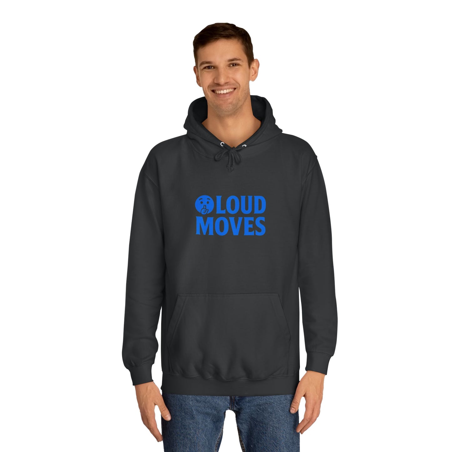 Loud Moves Premium College Hoodie – White / Sky Blue / Black