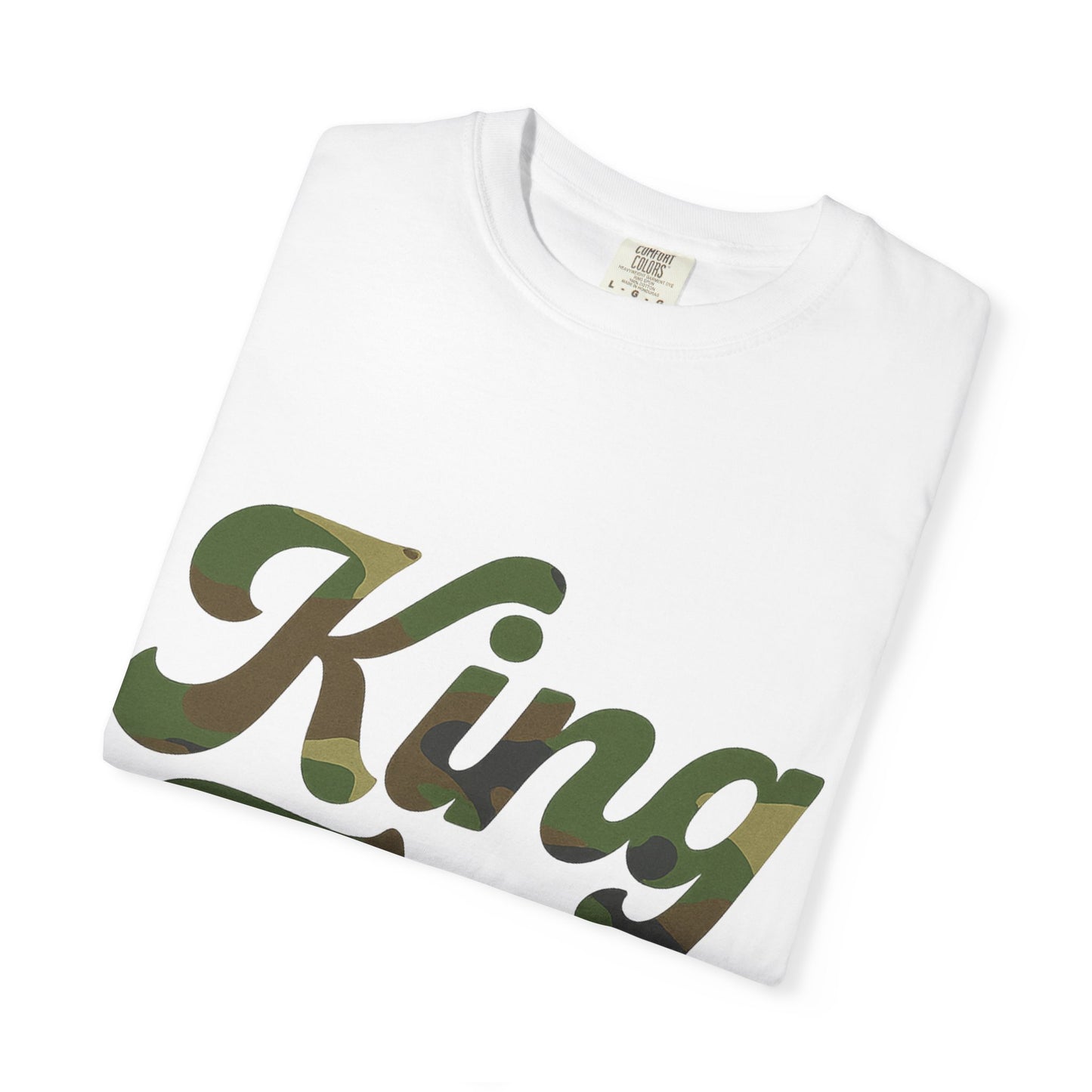 King Tony Camouflage Logo T-Shirt – Comfort Colors 1717 (Red, Army Green, Black, White)