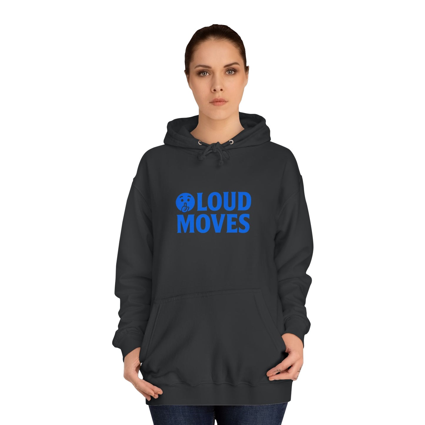 Loud Moves Premium College Hoodie – White / Sky Blue / Black