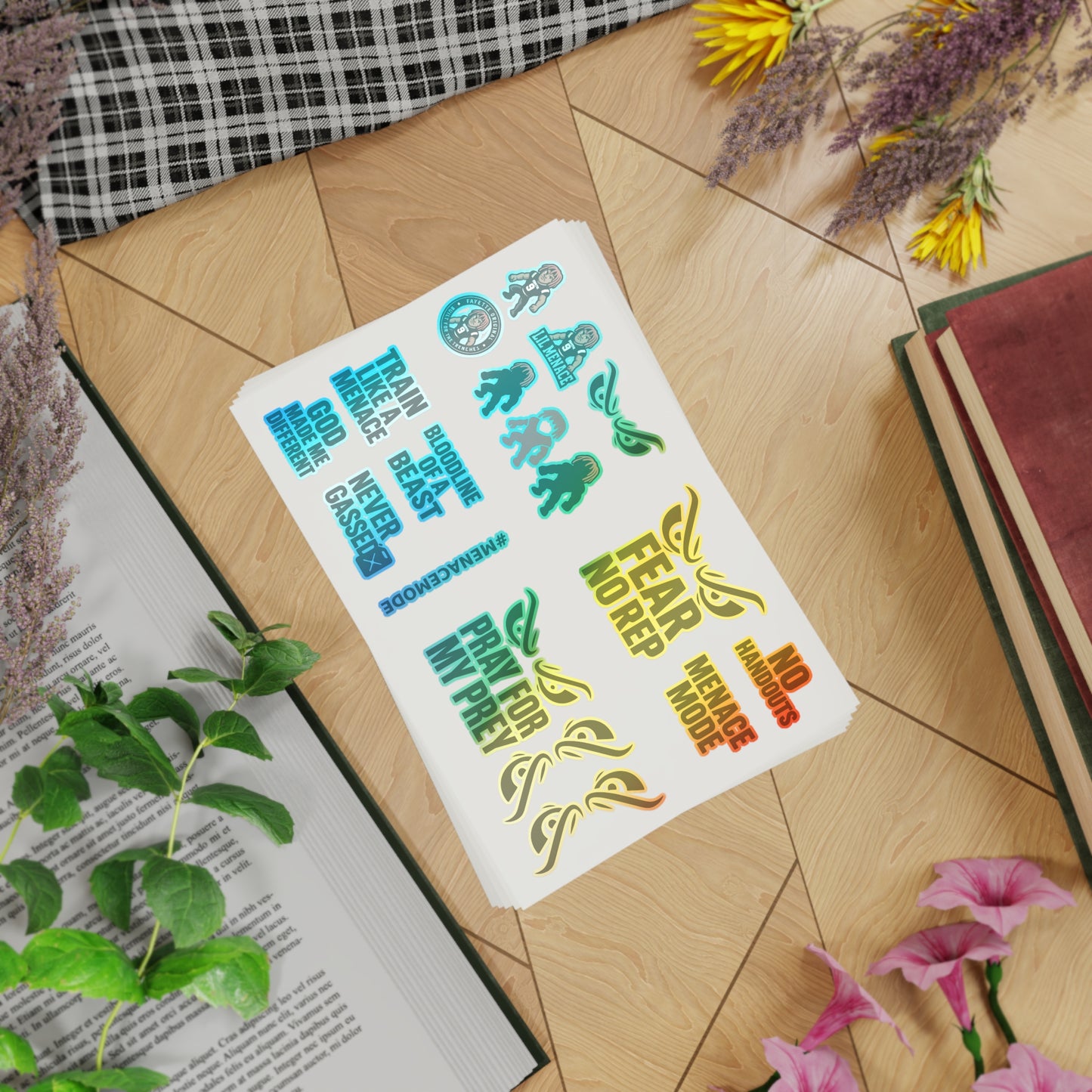 Sticker Sheet Bundle - Menace Mode Fun, Unique Decorative Stickers for DIY Projects, Scrapbooking, Gifts, Parties, Holiday Decor