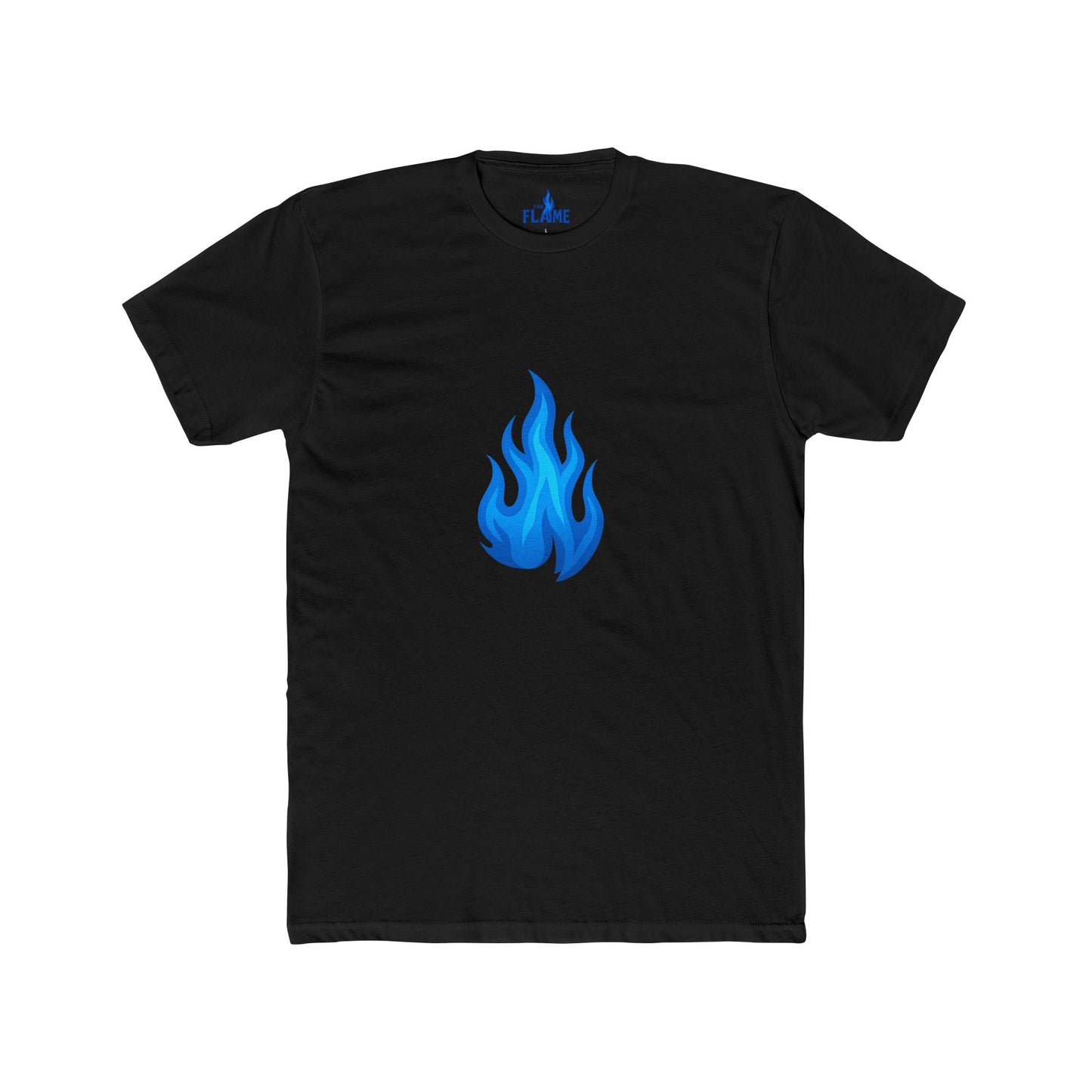 Large Blue Flame Emoji Unisex Cotton Tee | Bold Graphic Statement