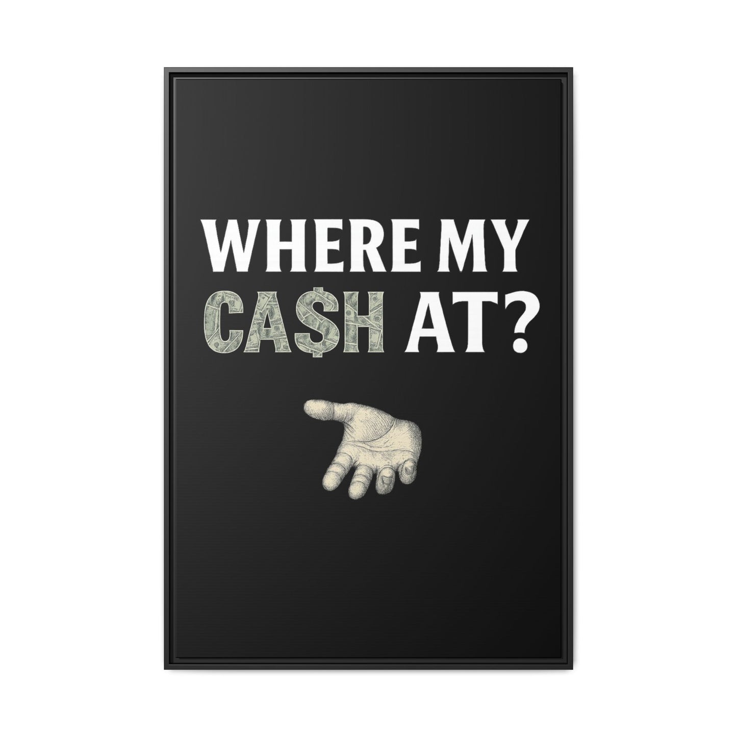 Framed Wall Art - Where My Cash At?, Money Decor, Funny Home Accent, Gift for Friends, Financial Humor