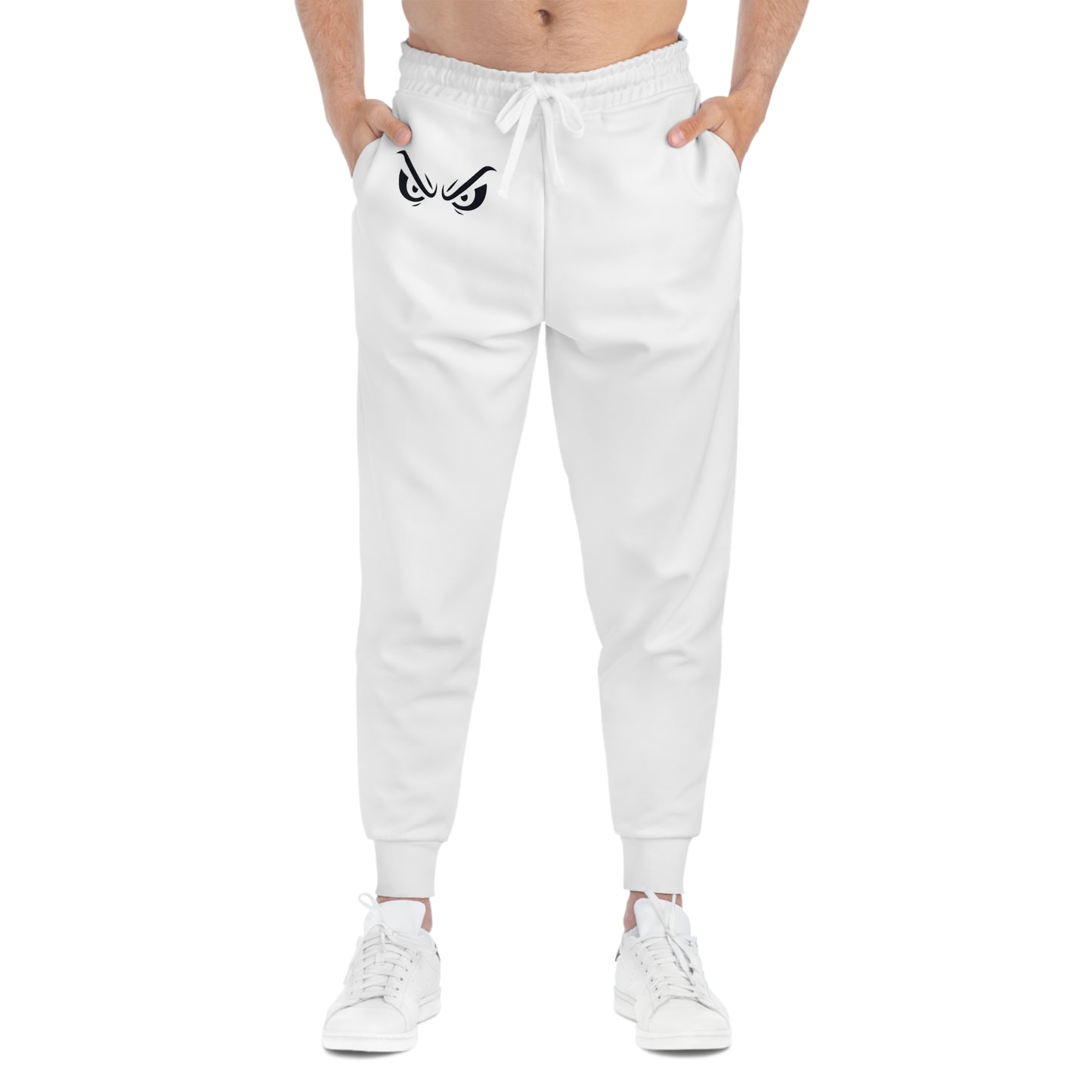Menacing Eyes White Joggers – Performance Edition