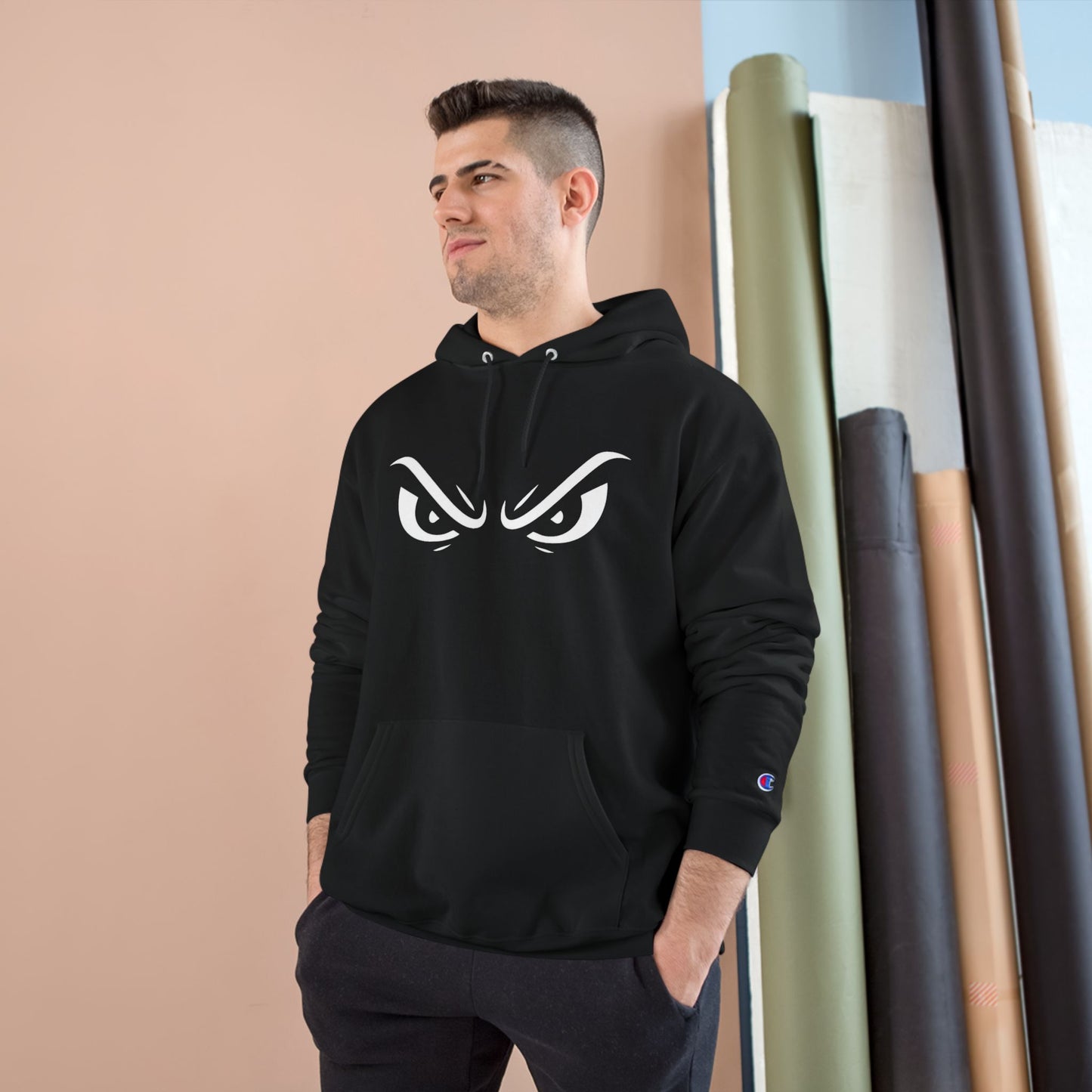 Menacing Eyes Champion® Hoodie – Unbreakable Focus Edition