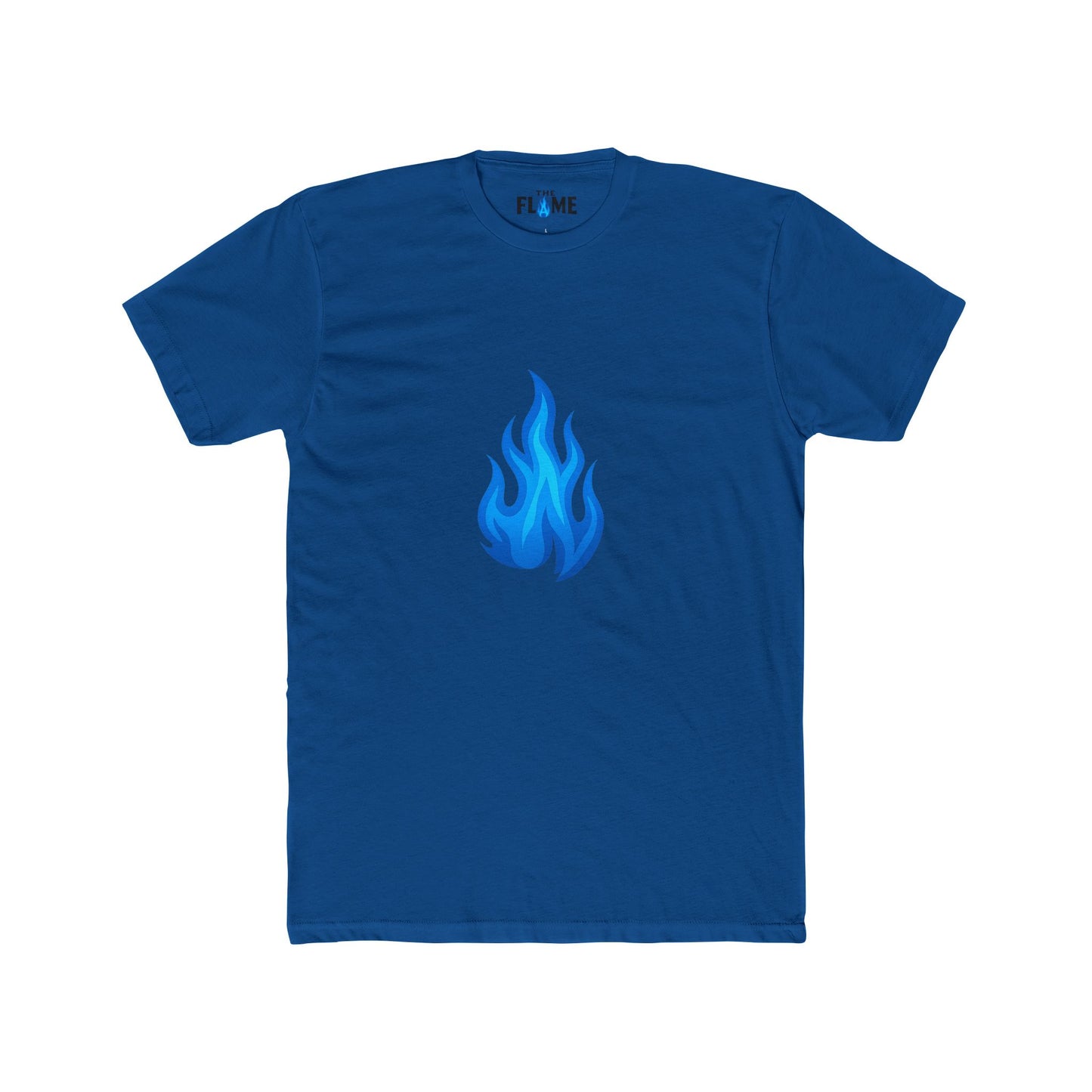 Large Blue Flame Emoji Unisex Cotton Tee | Bold Graphic Statement
