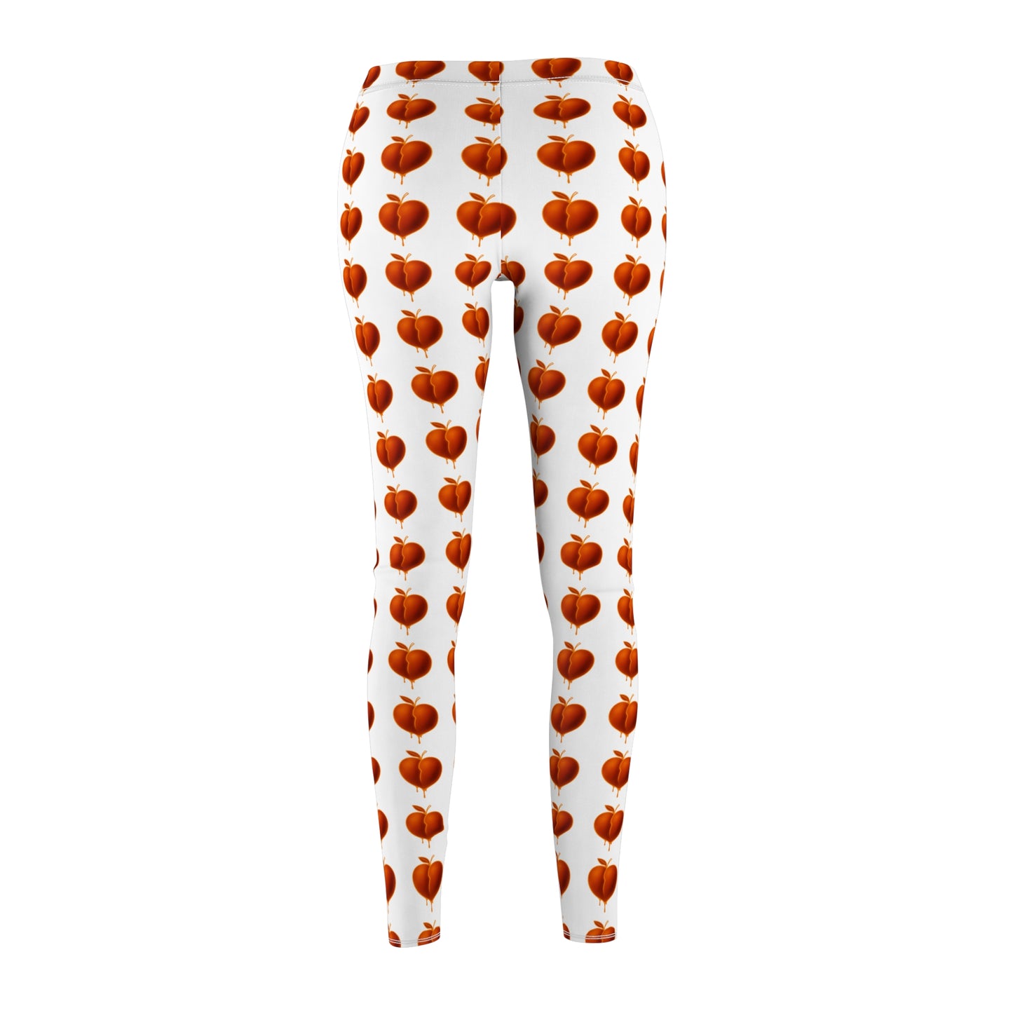 White Peach Pattern Women's Casual Leggings, Cute Workout Pants, Trendy AOP Leggings, Summer Fashion, Cozy Athleisure Wear