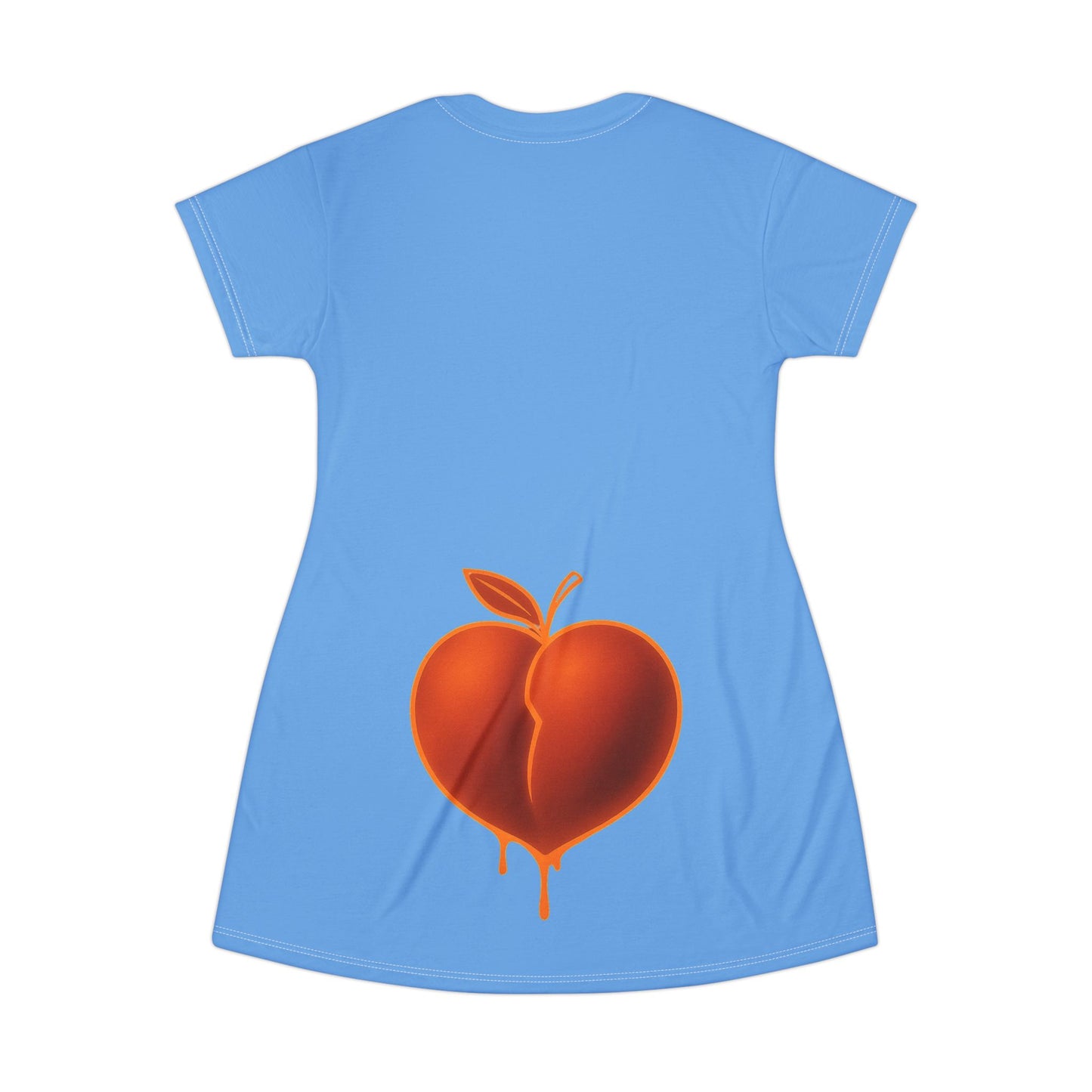 Cute Peach Graphic T-Shirt Dress, Casual Summer Dress, Gift for Her, Beachwear, Everyday Wear