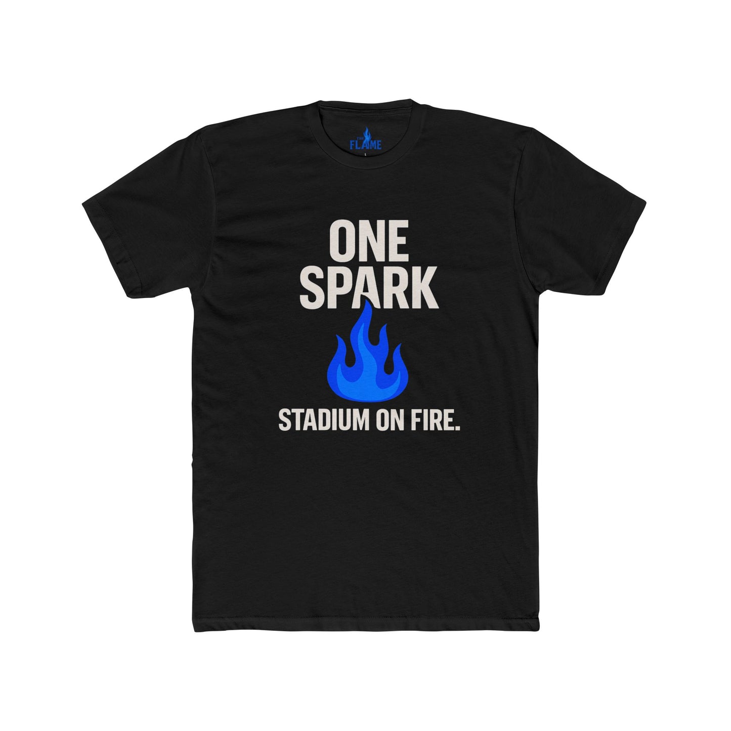 “On Spark, Stadium on Fire” Unisex Cotton Tee | High-Energy Graphic