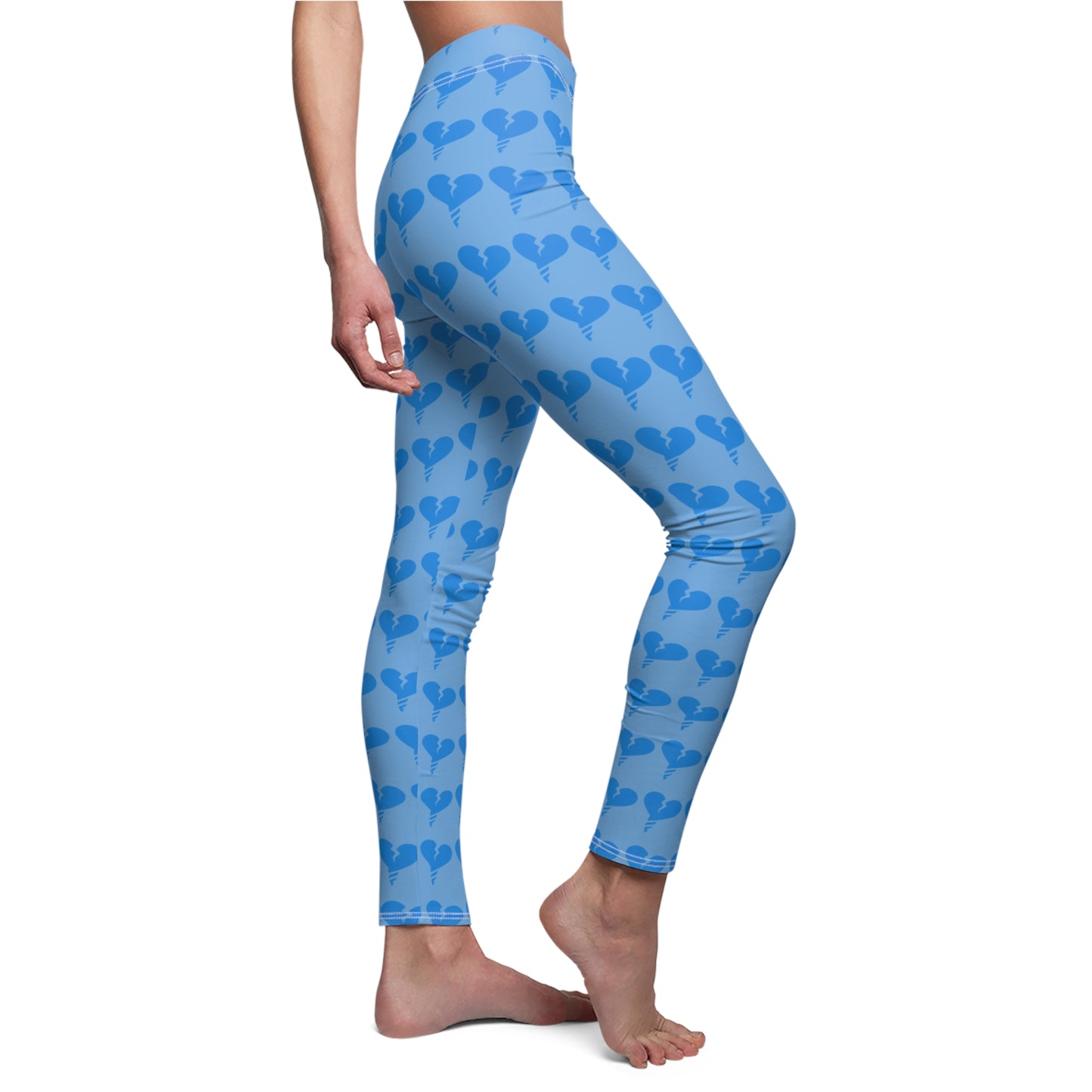 Blue Drill Pattern Women's Casual Leggings, Cute Workout Pants, Trendy AOP Leggings, Summer Fashion, Cozy Athleisure Wear