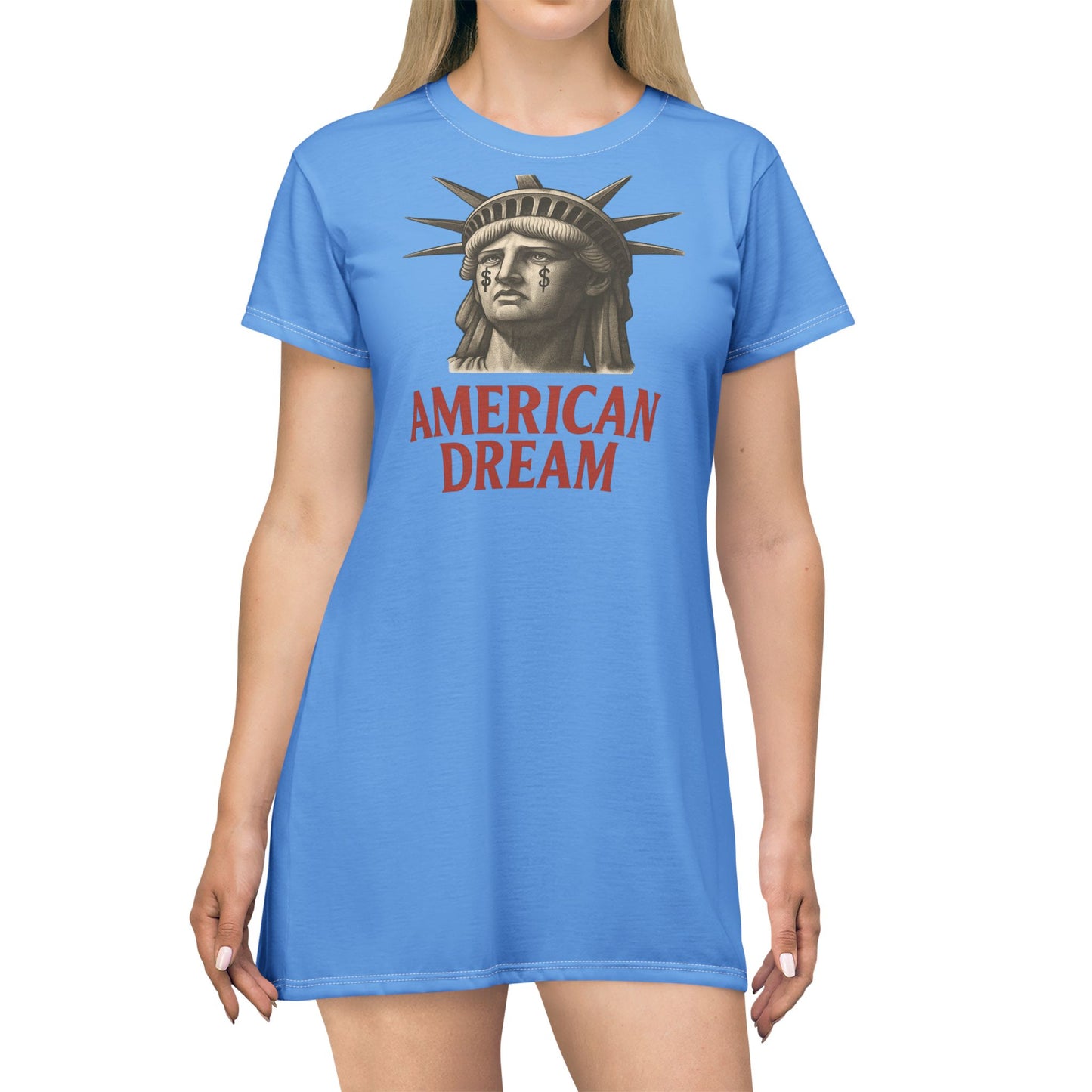 American Dream T-Shirt Dress - Comfortable and Stylish Casual Wear for Everyday, Gifts for Dreamers, Summer Fashion, Vacation Outfit