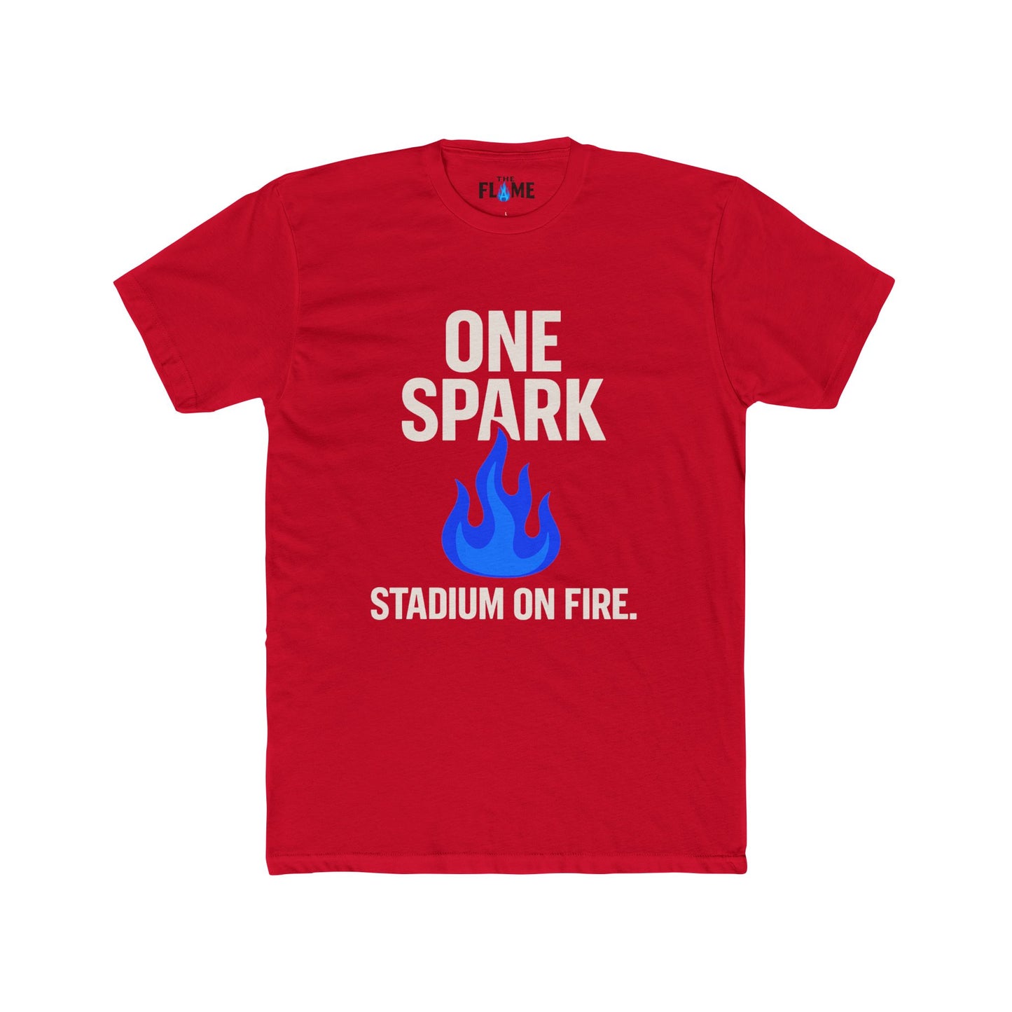 “On Spark, Stadium on Fire” Unisex Cotton Tee | High-Energy Graphic