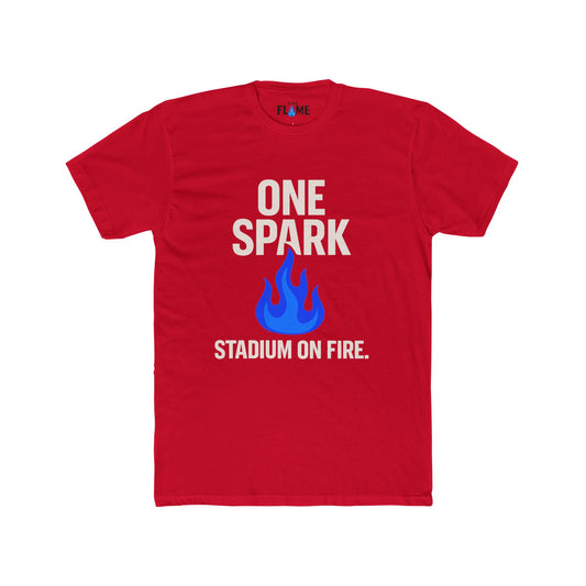 “On Spark, Stadium on Fire” Unisex Cotton Tee | High-Energy Graphic