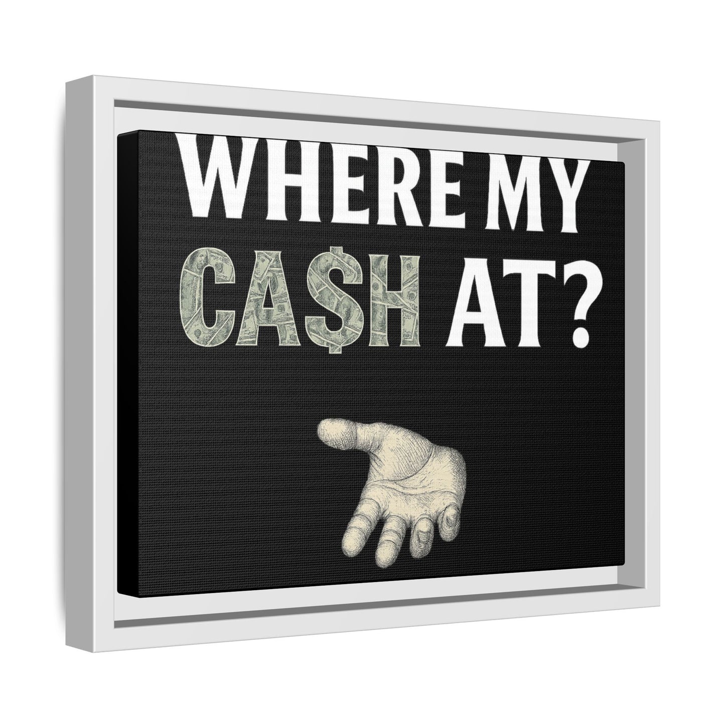 Framed Wall Art - Where My Cash At?, Money Decor, Funny Home Accent, Gift for Friends, Financial Humor