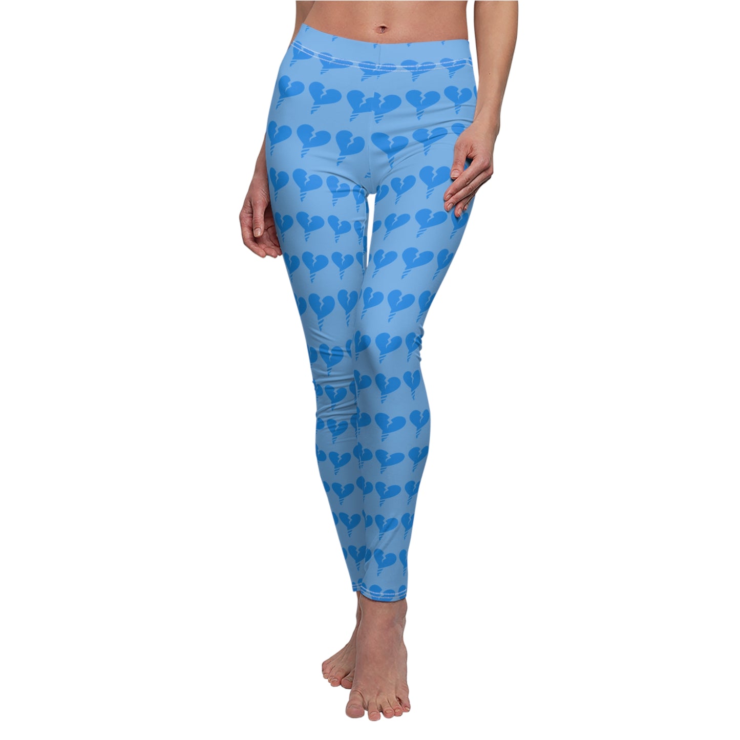 Blue Drill Pattern Women's Casual Leggings, Cute Workout Pants, Trendy AOP Leggings, Summer Fashion, Cozy Athleisure Wear
