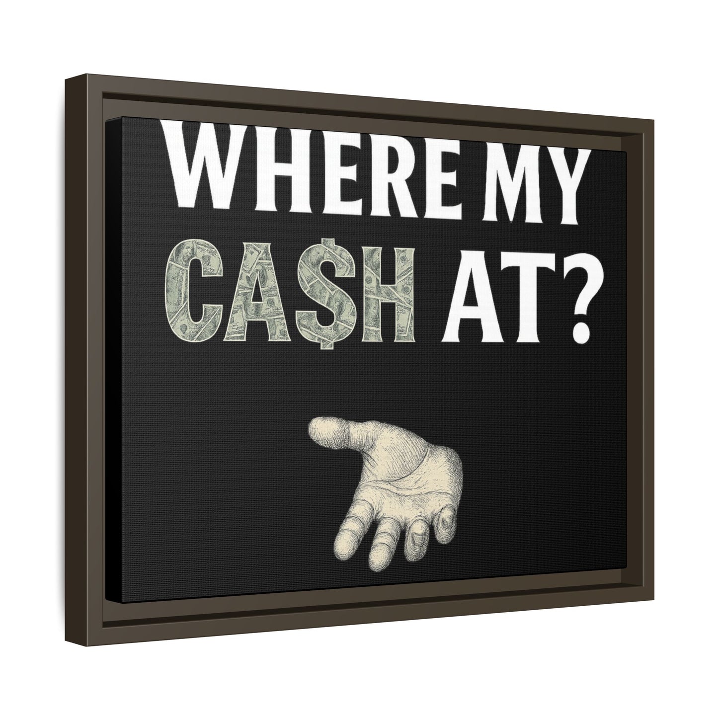 Framed Wall Art - Where My Cash At?, Money Decor, Funny Home Accent, Gift for Friends, Financial Humor