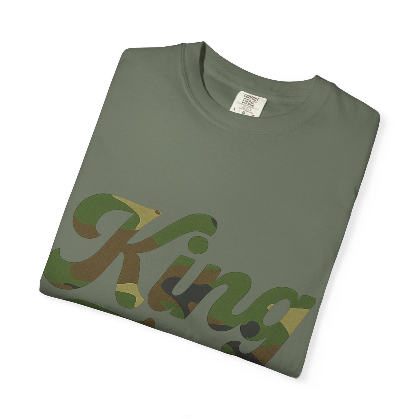 King Tony Camouflage Logo T-Shirt – Comfort Colors 1717 (Red, Army Green, Black, White)