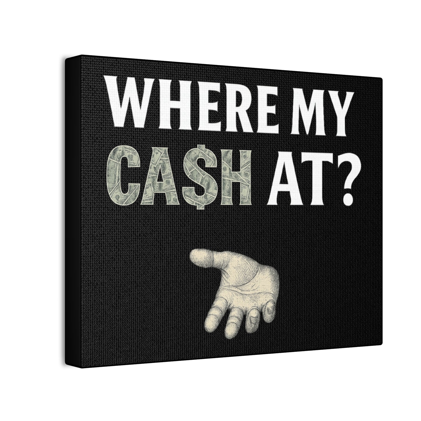 Funny Canvas Wall Art, Where My Cah At, Money Humor Decor, Gift for Friends, Office Wall Decor, Quirky Home Decoration