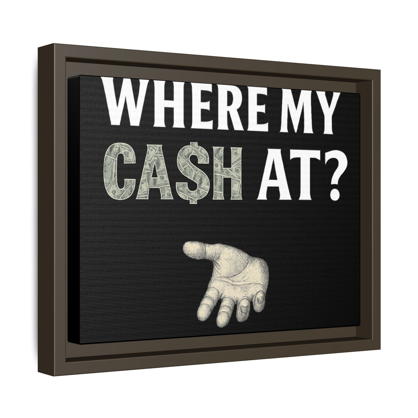 Framed Wall Art - Where My Cash At?, Money Decor, Funny Home Accent, Gift for Friends, Financial Humor