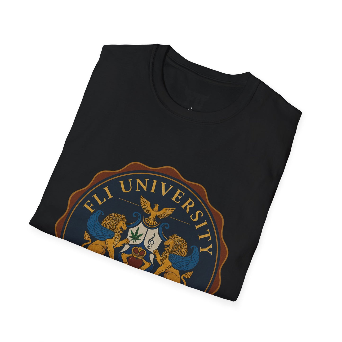 Unisex Softstyle T-Shirt with FLI University Crest, College Tee