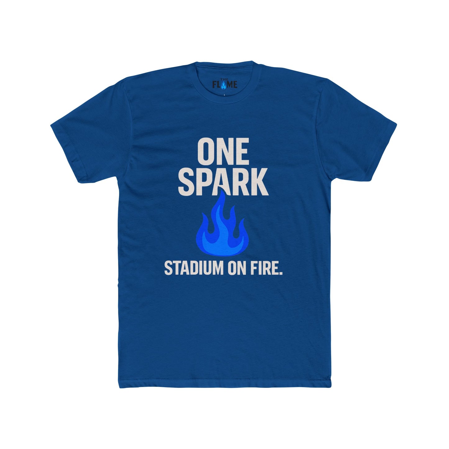 “On Spark, Stadium on Fire” Unisex Cotton Tee | High-Energy Graphic