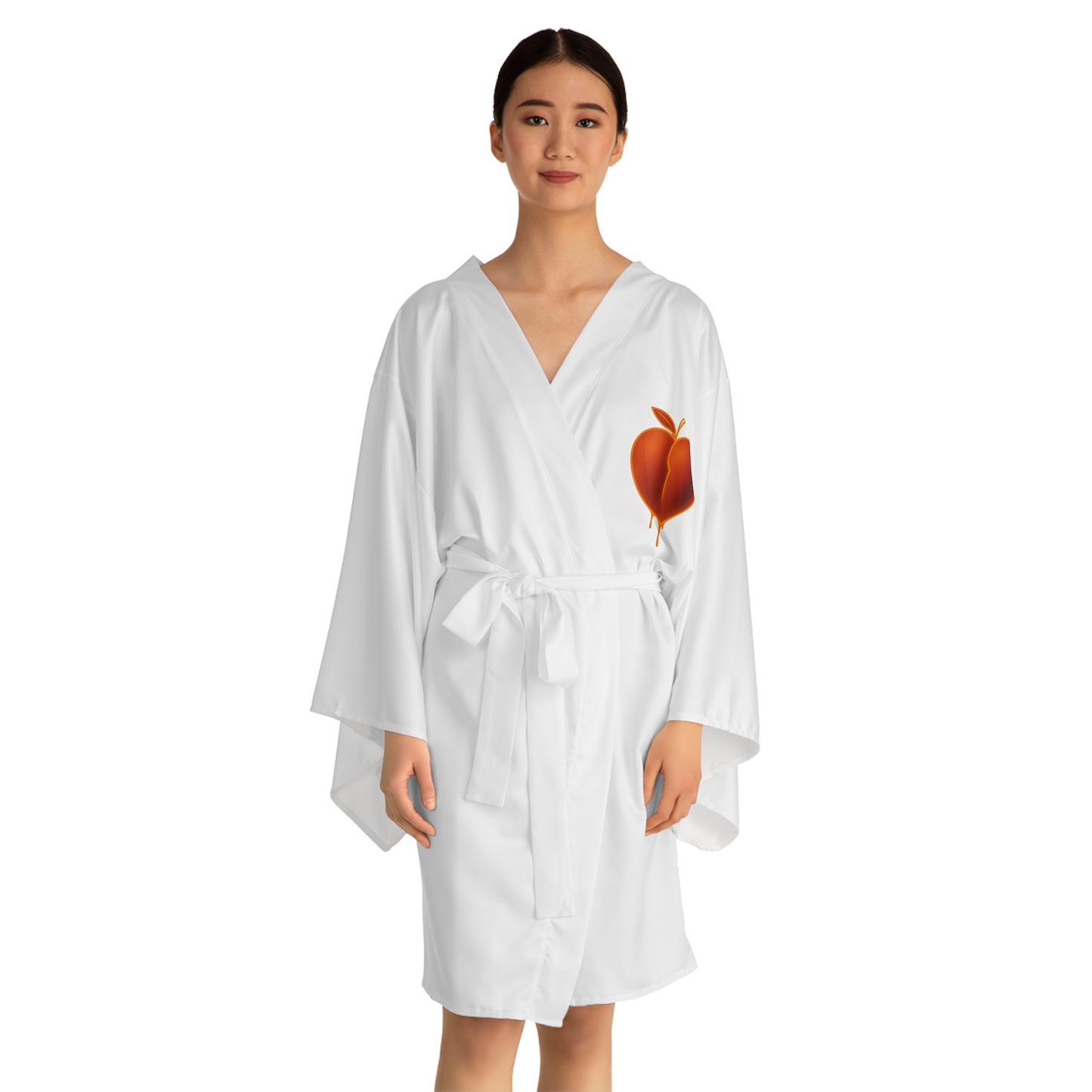 Charming Peach Long Sleeve Kimono Robe | Cozy Loungewear for Relaxation, Gifts, Spa Days, Weddings, Home Decor